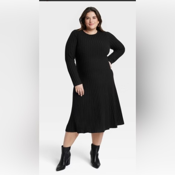 New W Tag Women's Long Sleeve Midi Ribbed Sweater Dress - A New Day™ - Picture 3 of 7